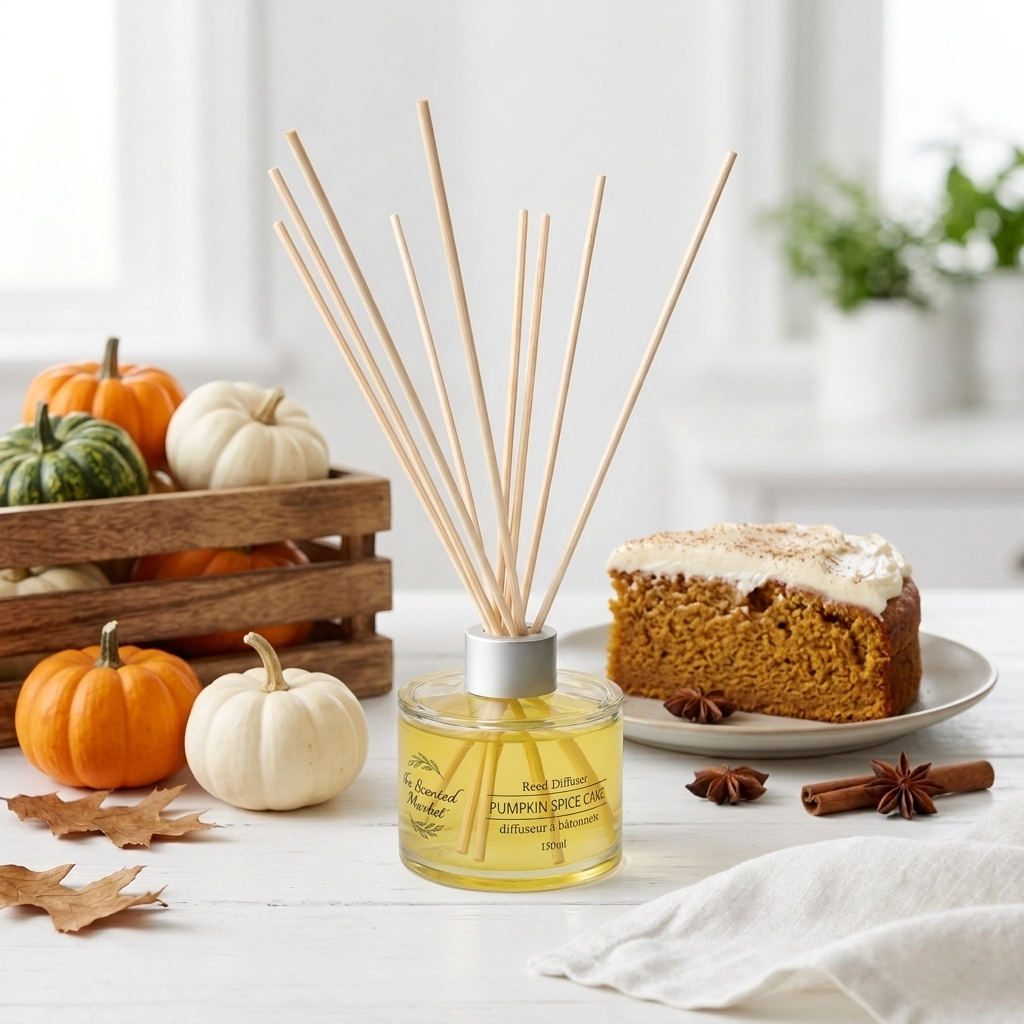PUMPKIN SPICE CAKE Reed Diffuser – Long Lasting Relaxing Room Fragrance