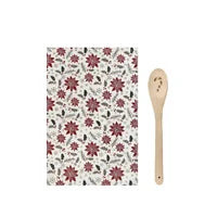 Poinsettia Tea Towel and Wooden Spoon - The Scented Market     