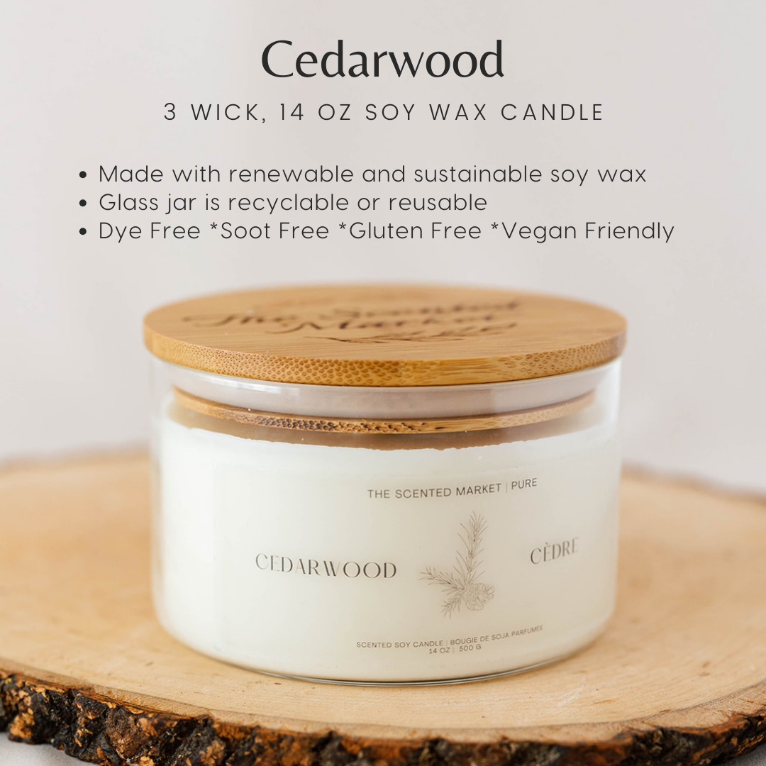 Pure CEDARWOOD Soy Wax Candle 14 oz - The Scented Market  Candles   