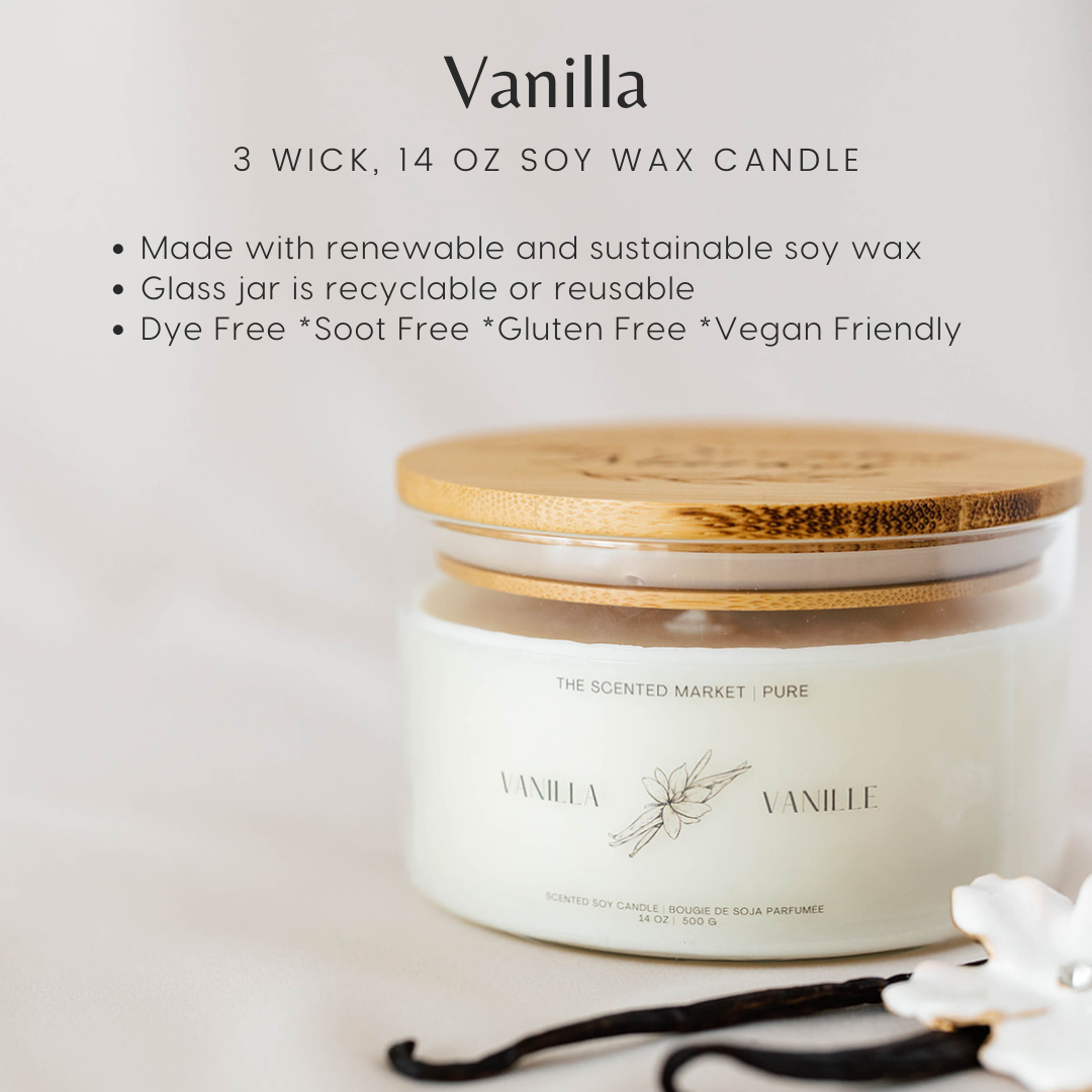 Pure VANILLA Soy Wax Candle 14 oz - The Scented Market  Candles   
