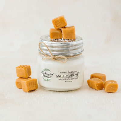 SALTED CARAMEL Soy Wax Candle 8 oz - Scent of September - The Scented Market 