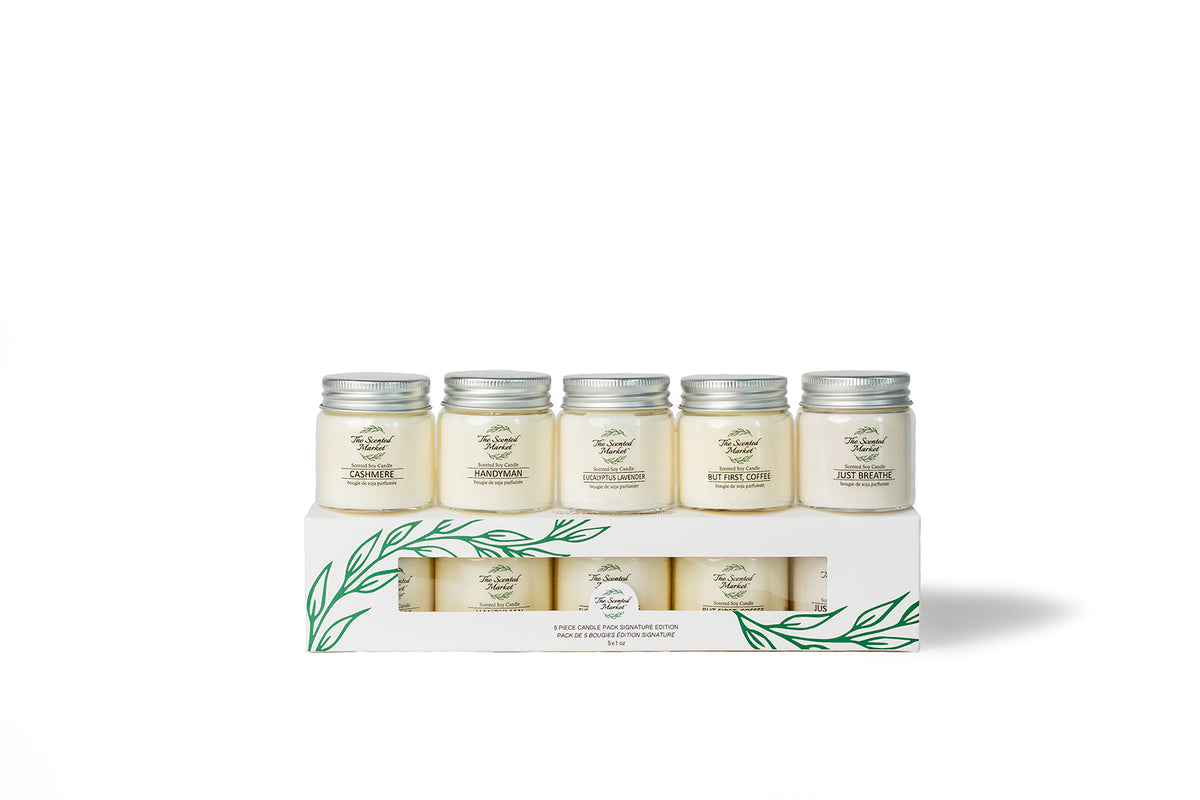 Signature Candle Sample 5 Pack – Best-Selling Scents, Clean Soy Wax - The Scented Market     