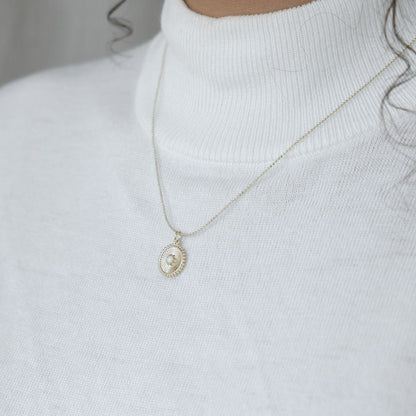 Necklace - Silver Circle Opalite