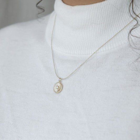 Necklace - Gold Circle Opalite