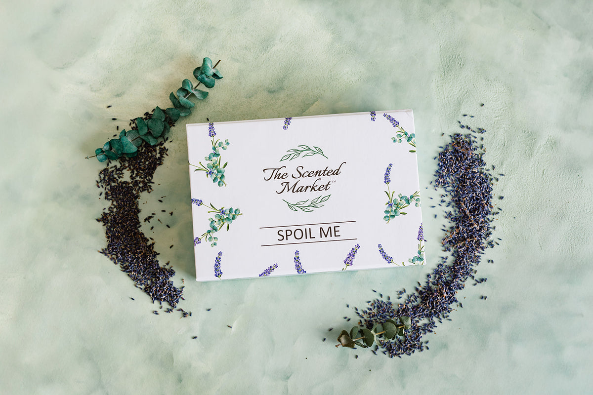 Spoil Me Gift Box – Scented Soy Candles & Luxurious Body Care in Eucalyptus Lavender - The Scented Market  Gift Giving   