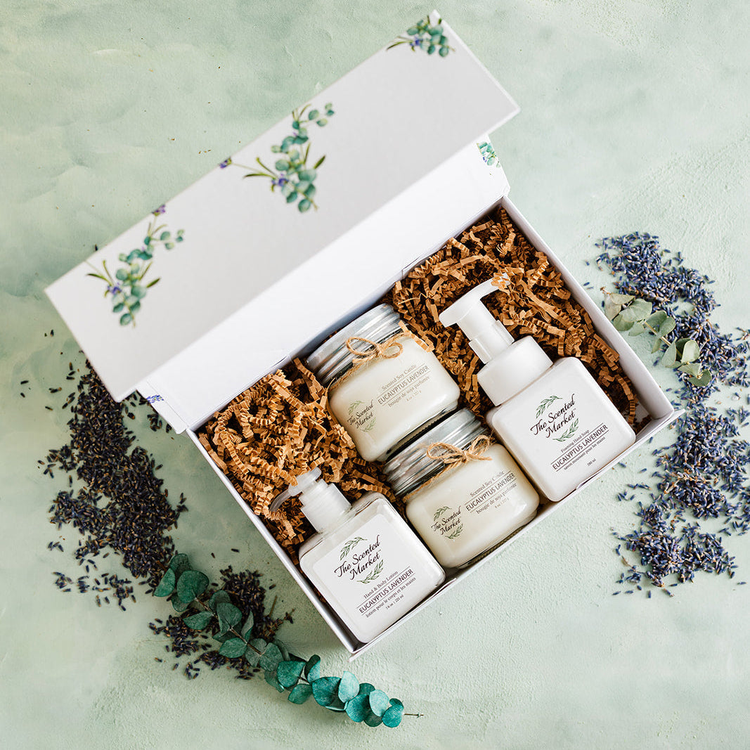 Spoil Me Gift Box – Scented Soy Candles & Luxurious Body Care in Eucalyptus Lavender - The Scented Market  Gift Giving   