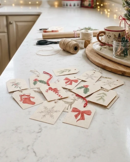 Kraft Paper Christmas Gift Tags with Twine | Set of 12