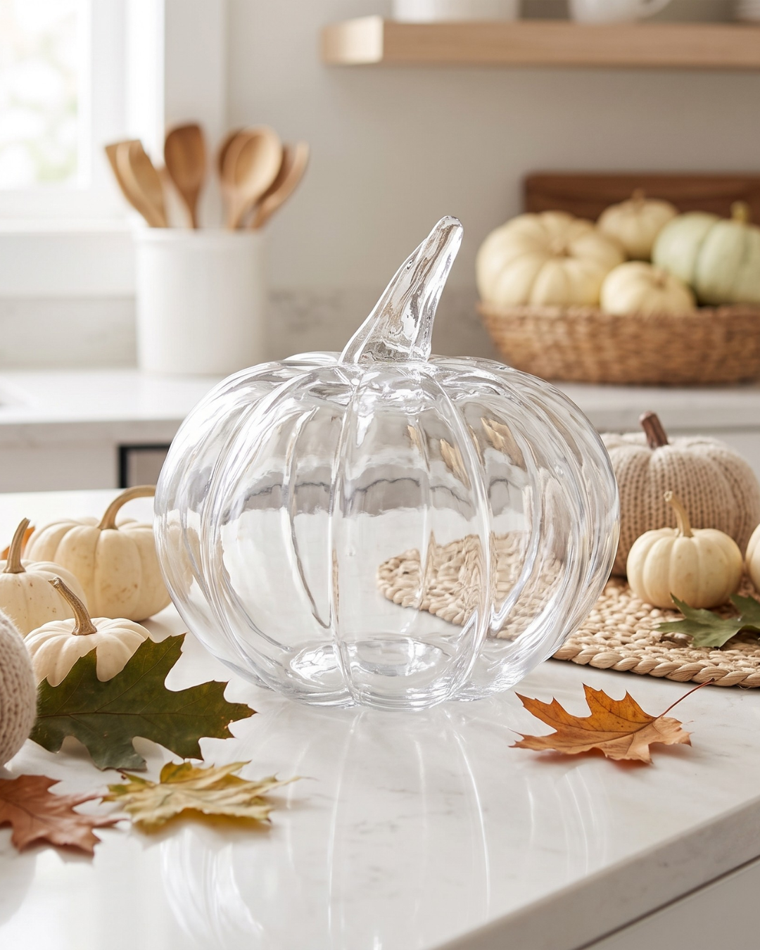 Clear Glass Pumpkin Small | Elegant Fall & Thanksgiving Home Décor