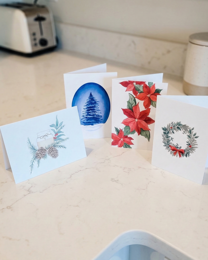 Holiday Greeting Card Set – 4 Festive Christmas Cards with Envelopes