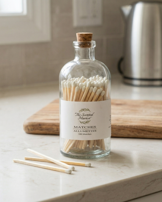 Large Candle Matches with Striker | 100 Wooden Matchsticks | Decorative Candle Accessory