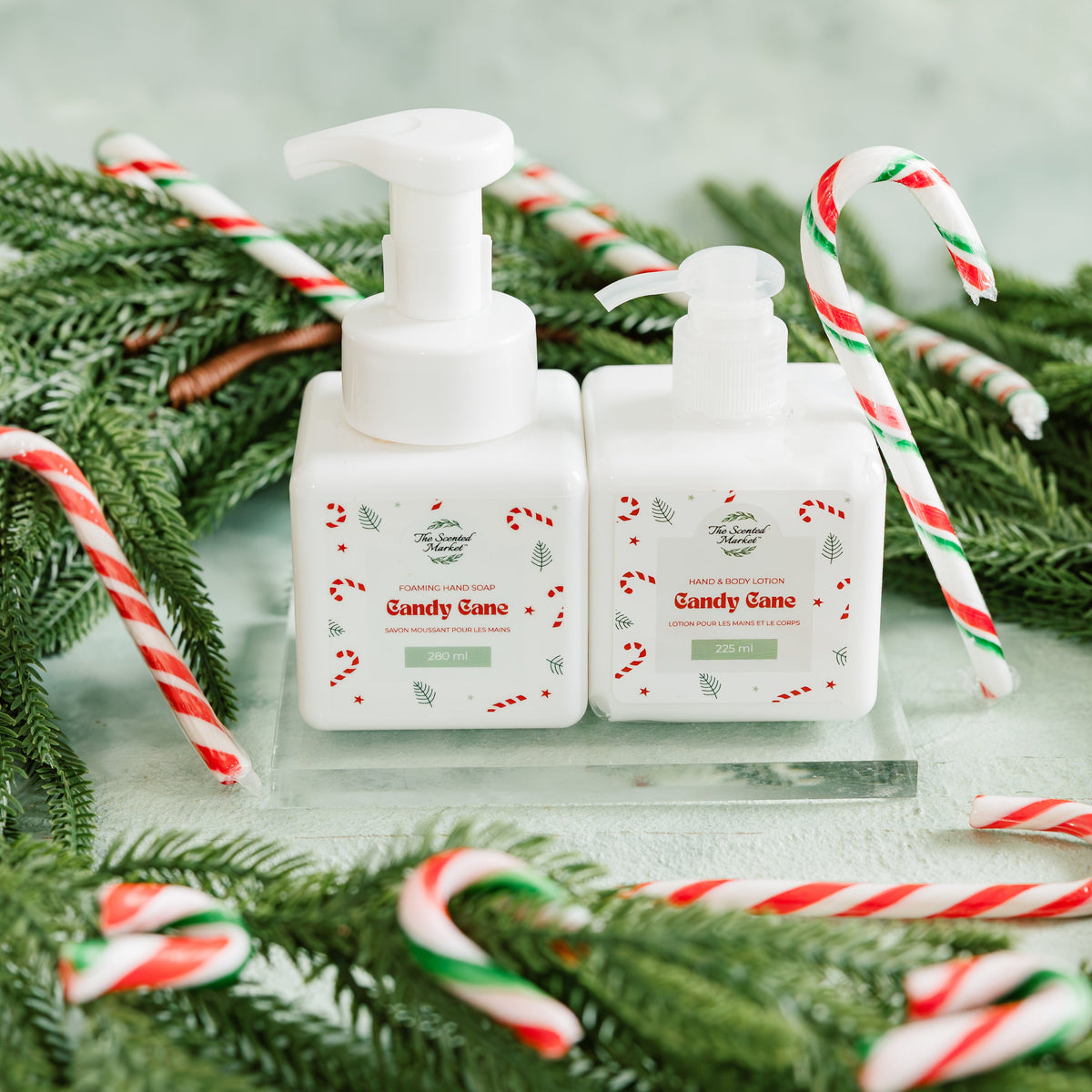 The Candy Cane Gift Set - Foaming Hand Soap + Body Lotion - The Scented Market  Bath & Body Gift Sets   