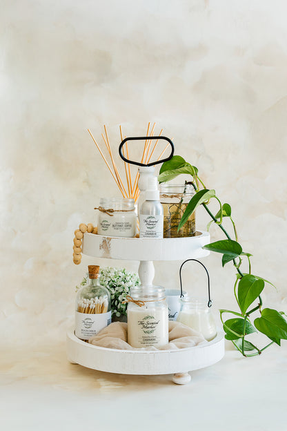 Two Tier Decorative Tray – Perfect White Centrepiece for Stylish Displays - The Scented Market  Decorative Trays   