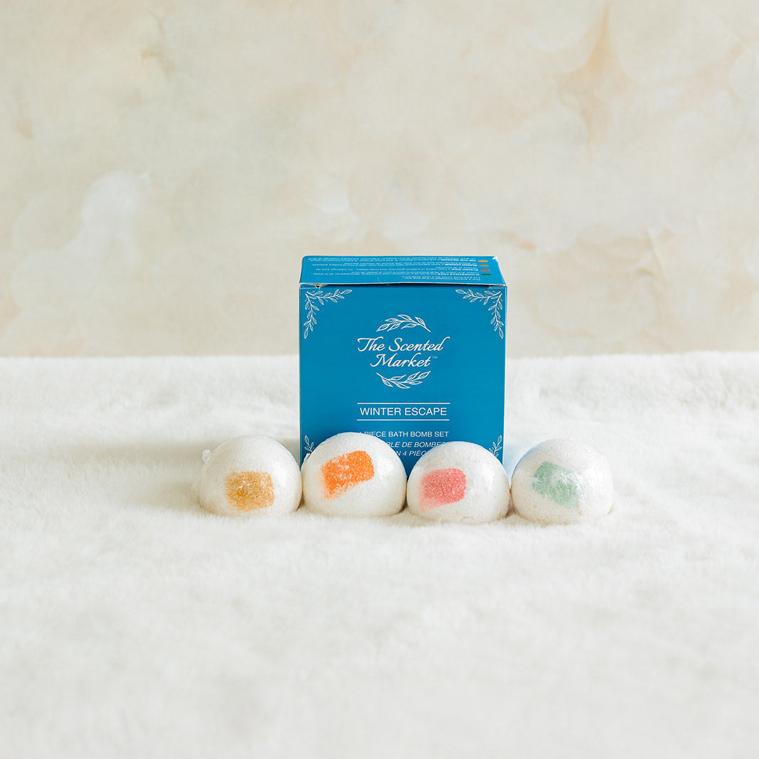 Winter Mini Bath Bomb Gift Set – 4 Relaxing Seasonal Scents for a Cozy Self Care Experience - The Scented Market  Bath & Body Gift Sets   