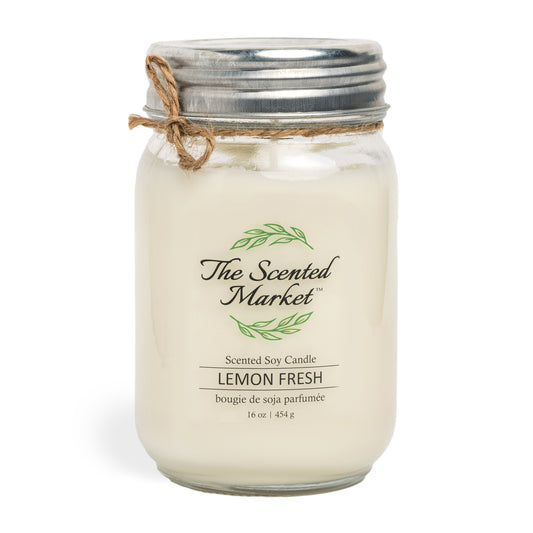 LEMON FRESH Soy Wax Candle 16 oz - The Scented Market  Candles   