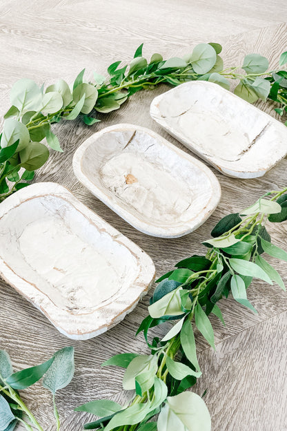 White Wood Small Decorative Dough Bowl - The Scented Market  Decorative Bowls   